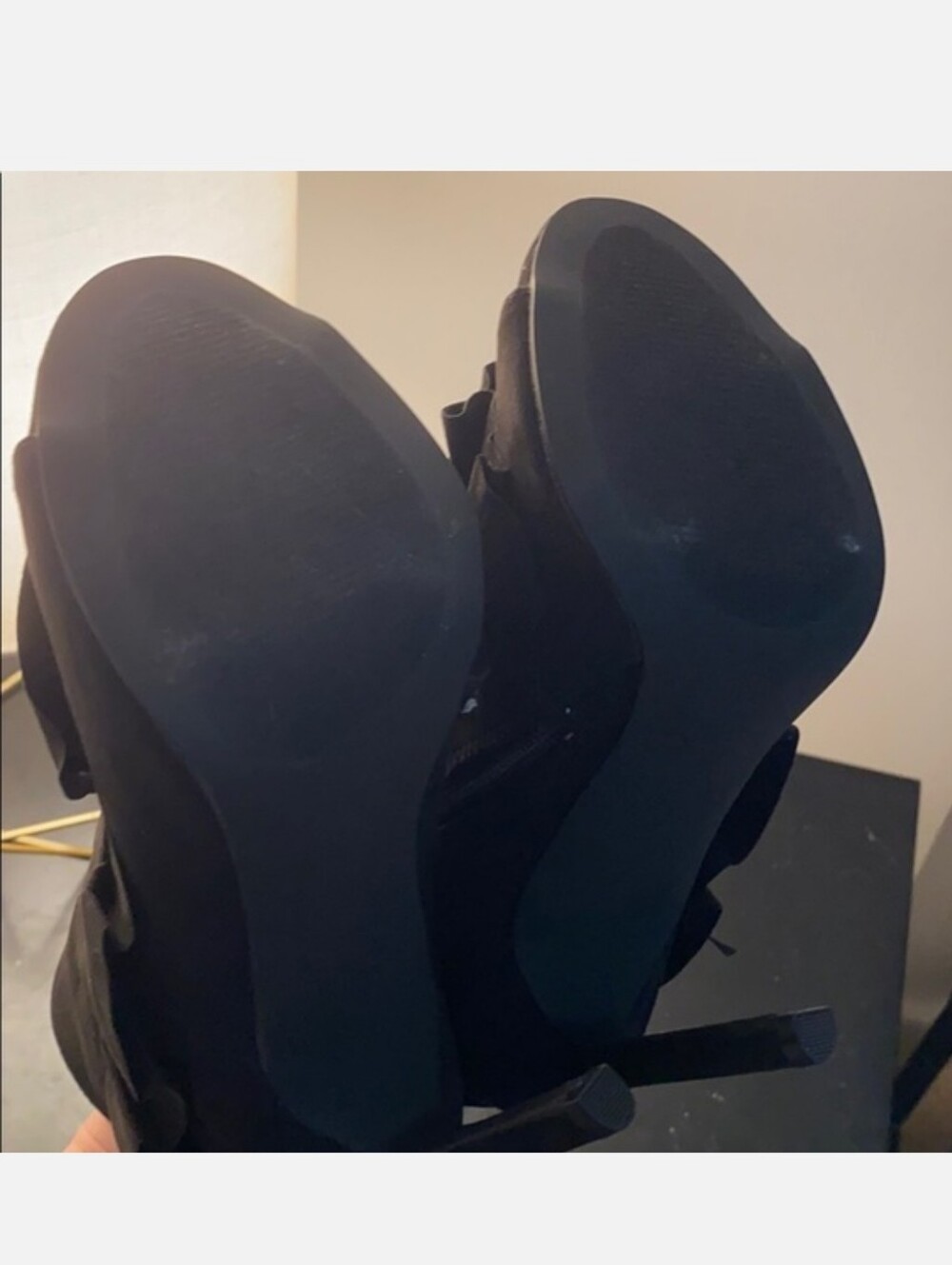 JustFab Black Ruffled Open-Toe Heeled Booties - Picture 4 of 4